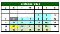 District School Academic Calendar for Learning Connections for September 2022