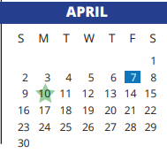 District School Academic Calendar for B F Adam El for April 2023