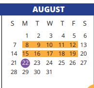 District School Academic Calendar for Lee Elementary School for August 2022