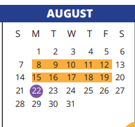 District School Academic Calendar for Sampson Elementary for August 2022
