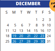 District School Academic Calendar for Dean Middle School for December 2022