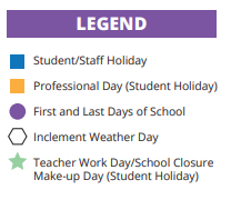 District School Academic Calendar Legend for Sampson Elementary