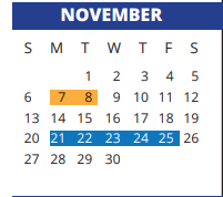 District School Academic Calendar for Hamilton Middle School for November 2022