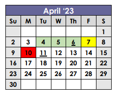 District School Academic Calendar for X I T Secondary School for April 2023