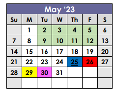 District School Academic Calendar for X I T Secondary School for May 2023