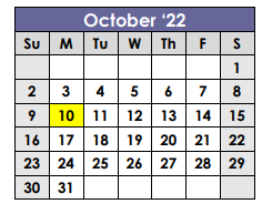District School Academic Calendar for X I T Secondary School for October 2022
