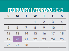 District School Academic Calendar for Buckner for February 2023