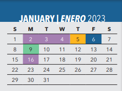 District School Academic Calendar for School Of Education & Social Servi for January 2023