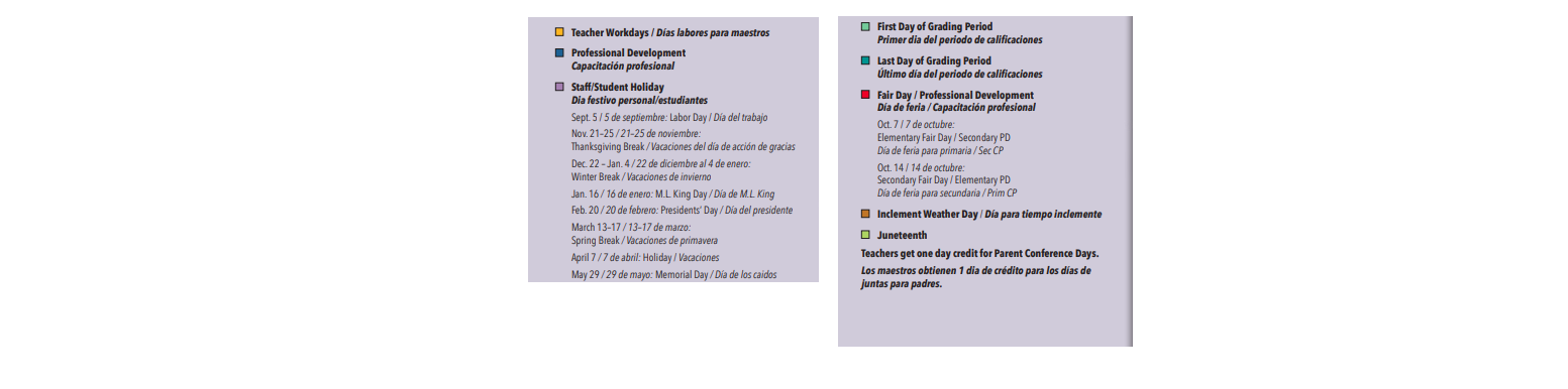 District School Academic Calendar Key for Erasmo Seguin Elementary School