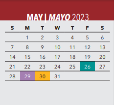 District School Academic Calendar for Barbara Manns High School for May 2023