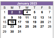 District School Academic Calendar for Nottingham MS for January 2023