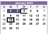 District School Academic Calendar for Austin El for January 2023