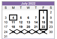District School Academic Calendar for Colbert El for July 2022