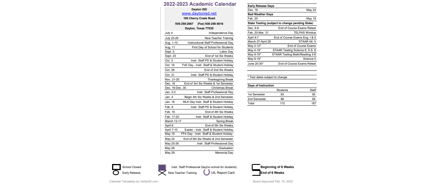 District School Academic Calendar Key for Dayton Alternative Ed Ctr