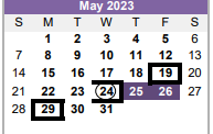 District School Academic Calendar for Hardin/chambers Ctr for May 2023