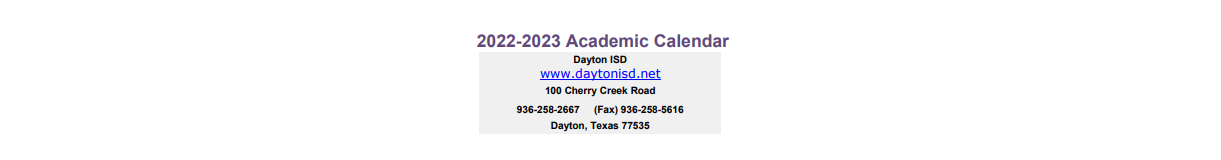 District School Academic Calendar for Hardin/chambers Ctr