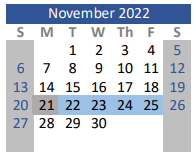District School Academic Calendar for Carson Elementary for November 2022