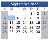 District School Academic Calendar for Carson Elementary for September 2022