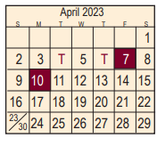 District School Academic Calendar for Harris Co J J A E P for April 2023