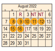 District School Academic Calendar for Bonnette Jr High for August 2022