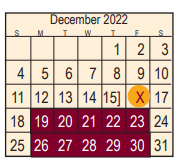 District School Academic Calendar for Jp Dabbs Elementary for December 2022