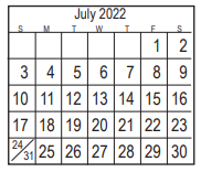 District School Academic Calendar for Fairmont Jr High for July 2022