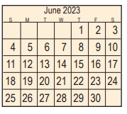 District School Academic Calendar for Harris Co J J A E P for June 2023