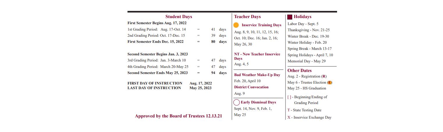 District School Academic Calendar Key for Deer Park High School