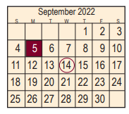 District School Academic Calendar for Bonnette Jr High for September 2022