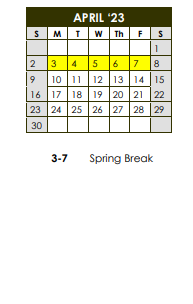 District School Academic Calendar for Ruhuma Junior High School for April 2023