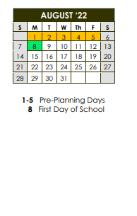 District School Academic Calendar for Tucker High School for August 2022