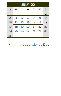 District School Academic Calendar for Dekalb Truancy School for July 2022