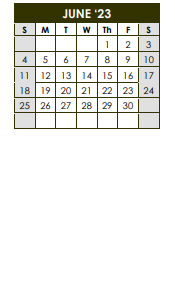 District School Academic Calendar for New Elementary School F for June 2023