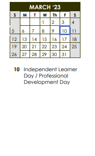District School Academic Calendar for Shadow Rock Elementary School for March 2023