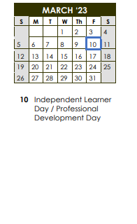 District School Academic Calendar for Canby Lane Elementary School for March 2023