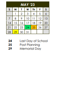 District School Academic Calendar for Evansdale Elementary School for May 2023