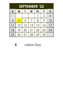 District School Academic Calendar for Stone Mill Elementary School for September 2022