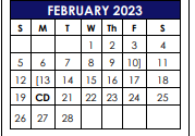 District School Academic Calendar for Denison H S for February 2023