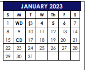 District School Academic Calendar for Denison H S for January 2023