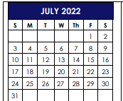 District School Academic Calendar for Denison H S for July 2022