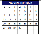 District School Academic Calendar for B Mcdaniel Middle for November 2022