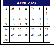 District School Academic Calendar for Grayson Co J J A E P for April 2023