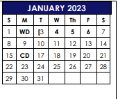 District School Academic Calendar for Grayson Co J J A E P for January 2023