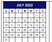 District School Academic Calendar for Golden Rule Elementary for July 2022