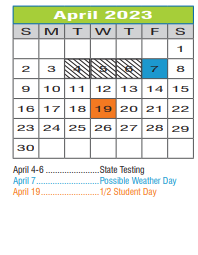 District School Academic Calendar for Eugenia Porter Rayzor Elementary for April 2023