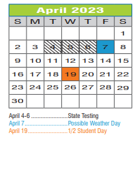 District School Academic Calendar for Regional Day Sch Deaf for April 2023