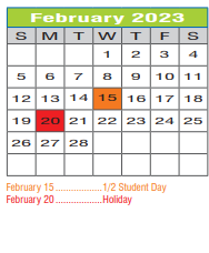 District School Academic Calendar for Joe Dale Sparks Campus for February 2023