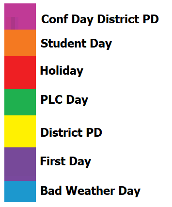 District School Academic Calendar Legend for Mcmath Middle