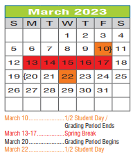 District School Academic Calendar for Paloma Creek Elementary for March 2023