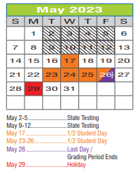 District School Academic Calendar for Lee Elementary for May 2023